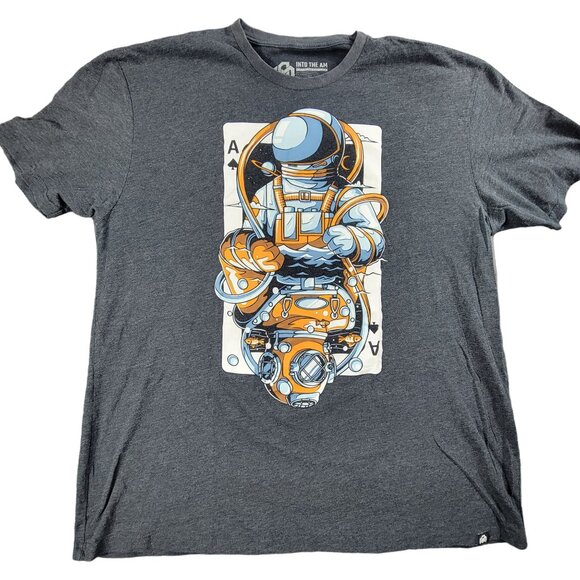 Into the AM Mens 2XL Gray Ace Astronaut Short Sleeve T Shirt Casual Street Wear - Picture 1 of 9